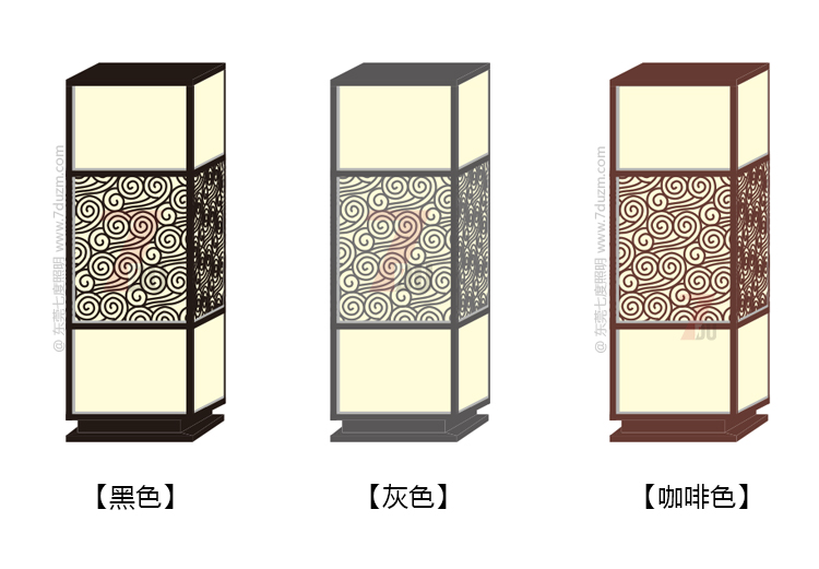 蝴蝶视频污下载照明2020新款新中式祥雲立柱柱頭燈黑色灰色咖啡色不同顏色效果圖